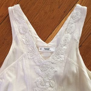 Mango Embroidered Knit to Woven Dress XXS